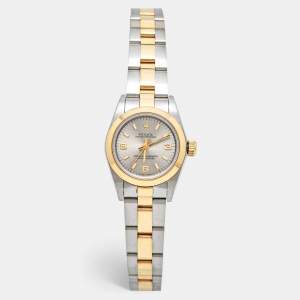 Rolex Slate 18K Yellow Gold Stainless Steel Oyster Perpetual 67183 Women's Wristwatch 24 mm
