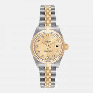 Rolex Datejust Steel Yellow Gold Diamond Dial Ladies Watch 69173 26 mm
