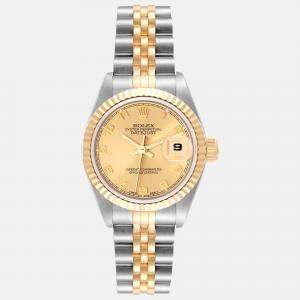 Rolex Datejust Steel Yellow Gold Champagne Arabic Dial Ladies Watch 69173 26 mm
