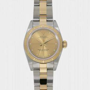 Rolex Champagne 18k Yellow Gold And Stainless Steel Oyster Perpetual 76243 Automatic Women's Wristwatch 24 mm