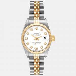 Rolex Datejust White Diamond Dial Steel Yellow Gold Ladies Watch 69173 26 mm