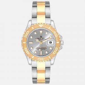 Rolex Yachtmaster Steel Yellow Gold Slate Dial Ladies Watch 69623 29 mm