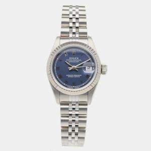 Rolex Blue Stainless Steel Datejust 69174 Automatic Women's Wristwatch 28 mm