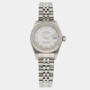 Rolex White 18K White Gold Stainless Steel Datejust 79174 Automatic Women's Wristwatch 26 mm
