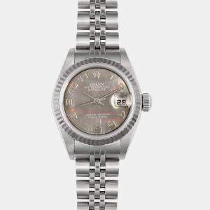 Rolex Black Shell 18K White Gold Stainless Steel Datejust 79174 Automatic Women's Wristwatch 26 mm