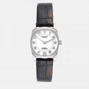 Rolex Cellini Danaos White Gold Black Strap Ladies Watch 6229 26.5 mm