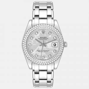 Rolex Pearlmaster White Gold Meteorite Dial Diamond Ladies Watch 81339 34 mm