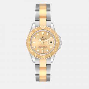 Rolex Yachtmaster Steel Yellow Gold Champagne Dial Ladies Watch 169623 29 mm