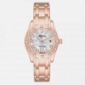 Rolex Pearlmaster Mother of Pearl Dial Rose Gold Diamond Ladies Watch 80315 29 mm
