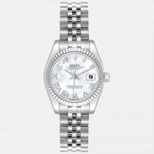 Rolex Datejust Steel White Gold Mother of Pearl Dial Ladies Watch 179174 26 mm