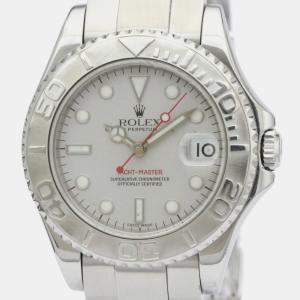 Rolex Silver Platinum Stainless Steel Yacht-Master 168622 Automatic Women's Wristwatch 35 mm