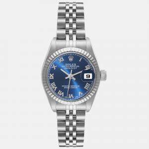 Rolex Datejust Blue Dial White Gold Steel Ladies Watch 79174 26 mm