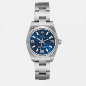 Rolex Oyster Perpetual Blue Dial Steel White Gold Ladies Watch 176234