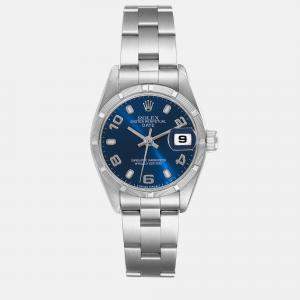 Rolex Date Blue Dial Steel Ladies Watch 69190 26 mm