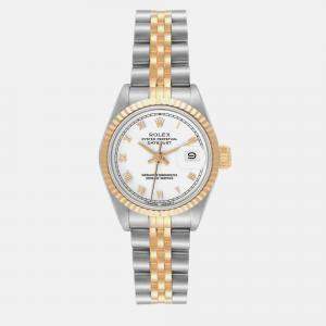 Rolex Datejust White Roman Dial Steel Yellow Gold Ladies Watch 69173