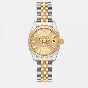 Rolex Datejust Steel Yellow Gold Champagne Dial Ladies Watch 179173 