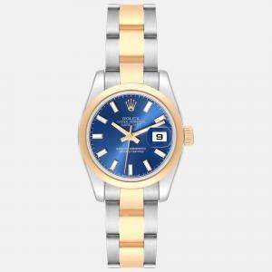 Rolex Datejust Ladies Steel Yellow Gold Blue Dial Watch 179163