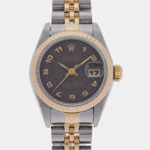 Rolex Black 18k Yellow Gold Stainless Steel Datejust 69173 Automatic Women's Wristwatch 26 mm