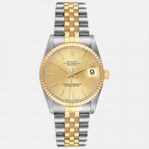 Rolex Datejust Midsize Champagne Dial Steel Yellow Gold Ladies Watch 68273 31 mm