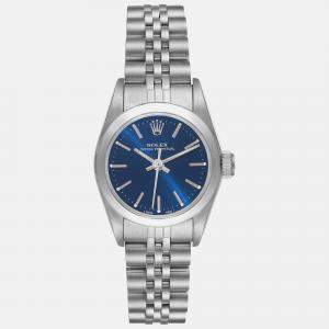 Rolex Oyster Perpetual Non Date Blue Dial Steel Ladies Watch 24 mm