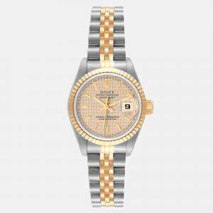 Rolex Datejust Steel Yellow Gold Houndstooth Dial Ladies Watch 26 mm