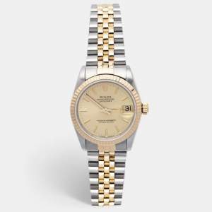 Rolex Champagne 18k Yellow Gold Stainless Datejust 68273 Women's Wristwatch 31 mm