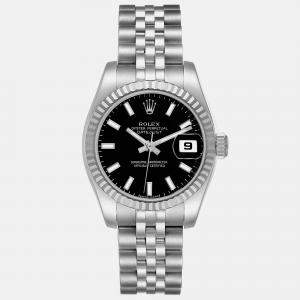 Rolex Datejust Steel White Gold Black Dial Ladies Watch 26 mm