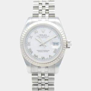 Rolex White 18k White Gold Datejust 179174 Automatic Women's Wristwatch 26 mm