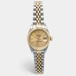 Rolex Champagne 18k Yellow Gold Stainless Steel Datejust 69173 Women's Wristwatch 26 mm