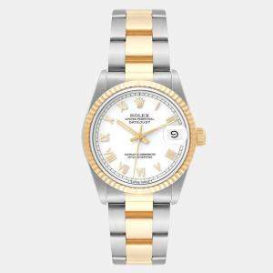 Rolex Datejust Midsize White Roman Dial Steel Yellow Gold Ladies Watch 31 mm