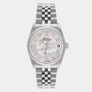 Rolex Datejust Midsize Steel White Gold Mother of Pearl Ladies Watch 31 mm