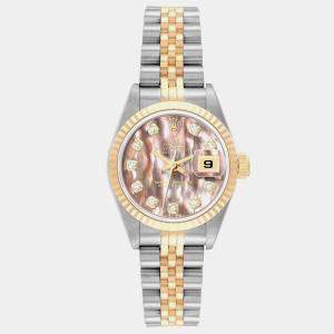 Rolex Datejust Steel Yellow Gold Mother of Pearl Diamond Ladies Watch 26.0 mm