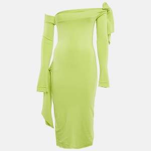 ROTATE BIRGER CHRISTENSEN Wild Lime Jersey Cut-Out Beca Dress S