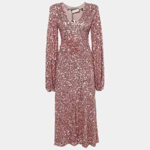 Pre Owned Rotate Birger Christensen Rapture Rose Sequin Mesh Sirin Dress S