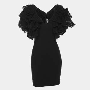 Rotate Birger Christensen Black Organic Cotton Carmen Mini Dress S