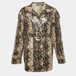 Rotate Birger Christensen Brown Snake Skin Faux Leather Rica Jacket S