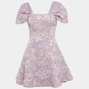 ROTATE BIRGER CHRISTENSEN Purple Floral Jacquard Mini Dress M