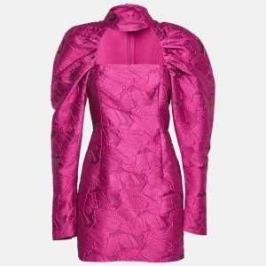 ROTATE Birger Christensen Pink Cut-Out Kaya Jacquard Mini Dress S