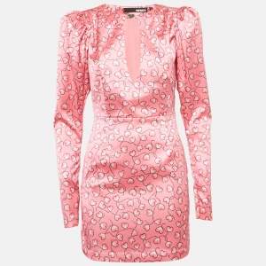 ROTATE BIRGER CHRISTENSEN Pink Printed Satin Cut-Out Mini Dress S