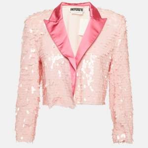 Pre Owned ROTATE BIRGER CHRISTENSEN Pink Sequin and Satin Blazer S