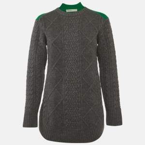 Pre Owned Sacai Luck Green/Grey Cable Knit Sweater M
