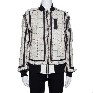 Sacai Monochrome Tweed Oversized Bomber Jacket S