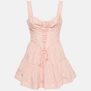 Pre Owned Sagaza Pink/White Check Cotton Matilda Mini Dress M