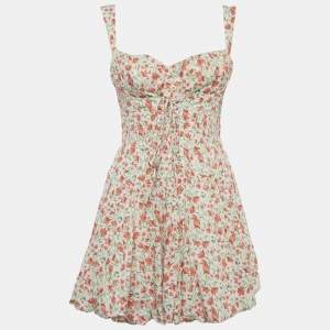 Pre Owned Sagaza Cream Floral Print Delizia Mini Dress M