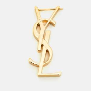 Pre Owned Saint Laurent Monogram Gold Tone Single Earring