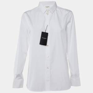 Saint Laurent Paris White Cotton Button Front Shirt L