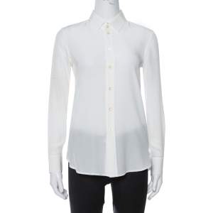 Saint Laurent Paris Off White Silk Button Front Shirt S