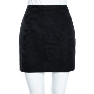 Saint Laurent Black Jacquard Wool Mini Skirt M 