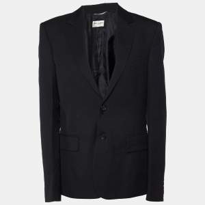Saint Laurent Paris Black Wool Gabardine Single Breasted Jacket L