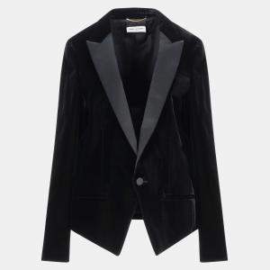 Saint Laurent Black Velvet Single Breasted Blazer M (FR 38)